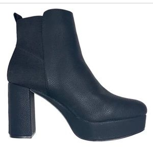 Black platform heeled bootie